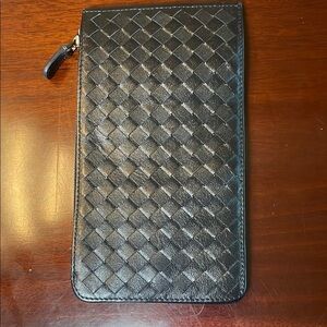 Bottega Veneta Black Woven Leather Wallet